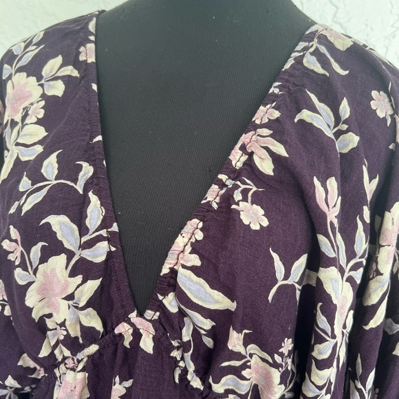 Free People Portia Linen Mini Dress in BlackBerry Womens Size Small NEW - Picture 7 of 11